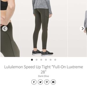 Lululemon Speed Up Tight Full-On Luxtreme 28" in Dark Olive